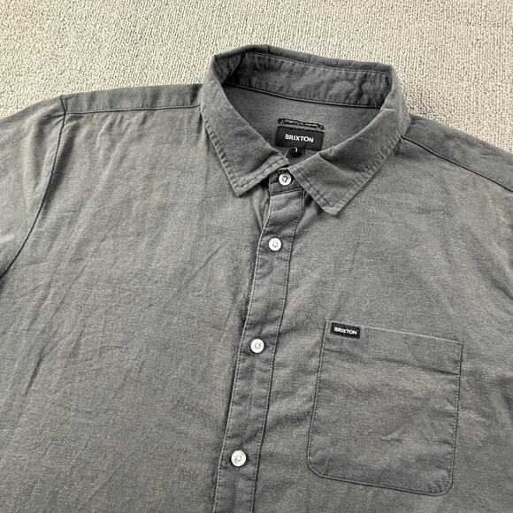 Brixton Shirt Adult Large Gray Button Up Short Sleeve Casual Streetwear Men's - Picture 8 of 14